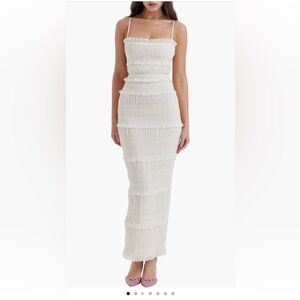 NWT HOUSE OF CB Solana Sequin Smocked & Shirred Cocktail Dress